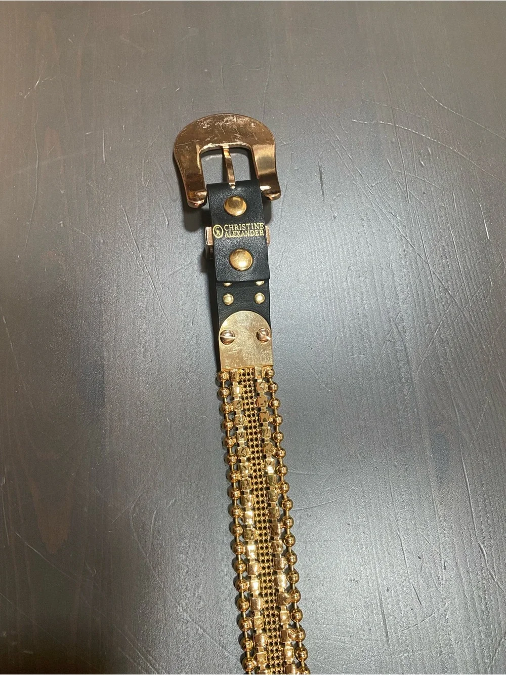 Christine Alexander Rhinestone Crystal Western Belt Black Gold M Medium
